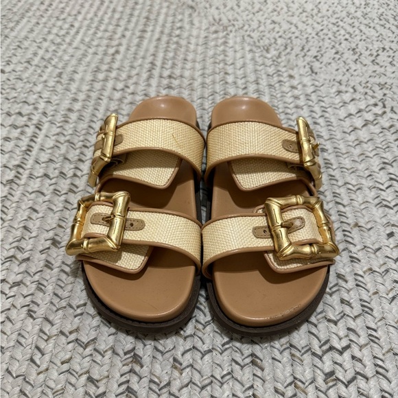Schutz Enola Strappy Flat Sandals – Areia Light Gold - Picture 9 of 12